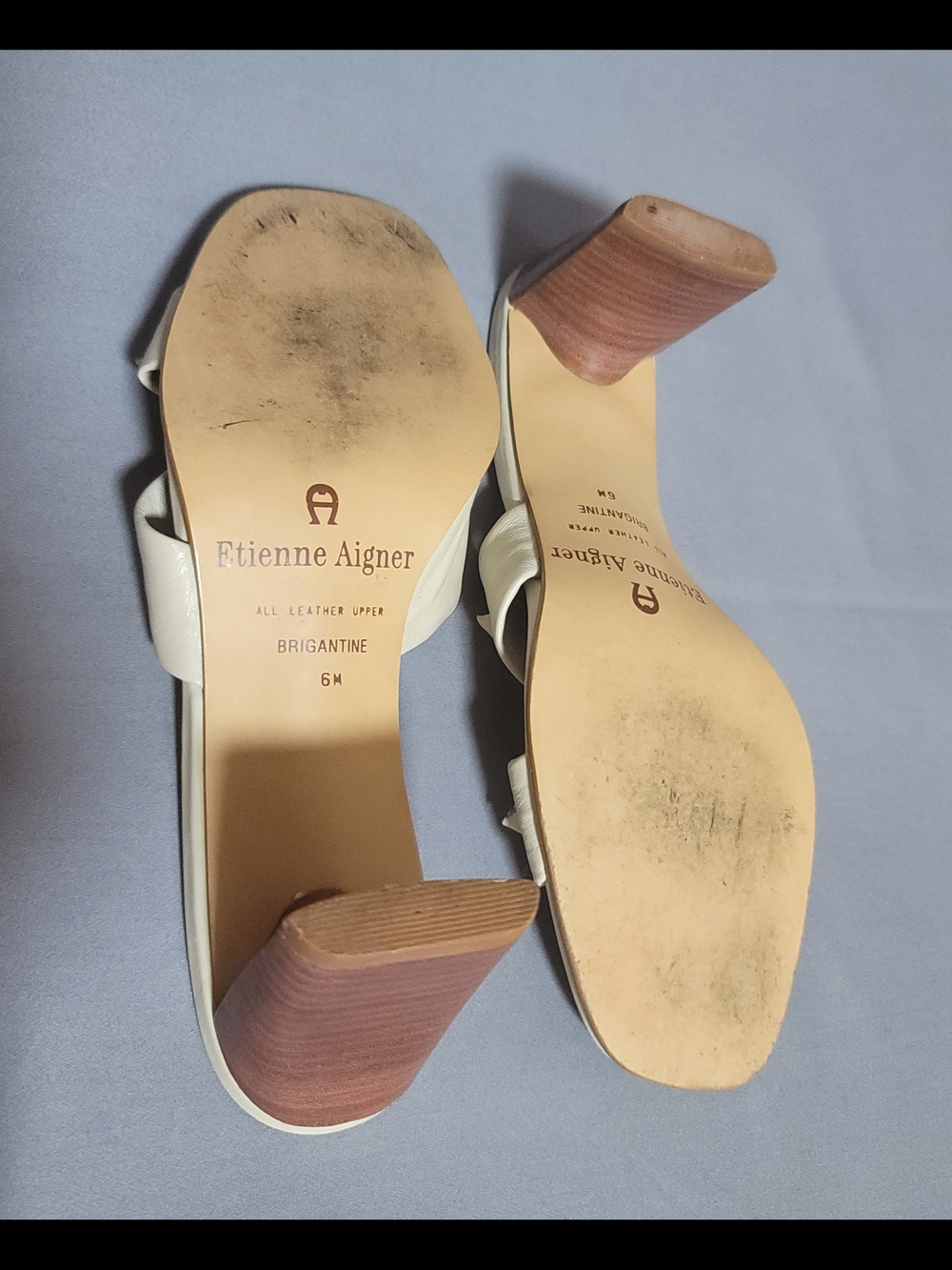 Etienne Aigner Cream Knot Leather Slide Sandals - Picture 7 of 7